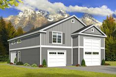 this is an artist's rendering of a two - story house with garages