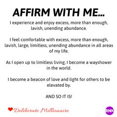 a poem written in red and black with the words affirm with me on it