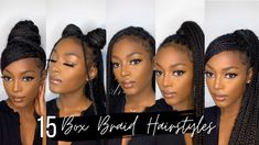 Box Braid Hairstyles, Box Braids Updo, Knotless Box Braids, Braids For Black, Hairstyle Youtube, Quick Braided Hairstyles