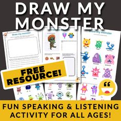 an activity book for children to learn how to draw my monster with pictures and words