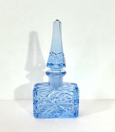 Vintage Czech Glass Perfume Bottle Antique Art Deco Blue Hand Cut Glass Czechoslovakian 1920s Crystal Dresser Perfume Bottle Gift for Her Lovely Perfume, Crystal Perfume Bottles, Vanity Accessories, Deco Blue, Perfume Atomizer, Bottle Gift, Blue Hand, Vintage Vanity, Glass Perfume Bottle