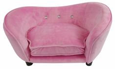 a pink chair with studded buttons on it