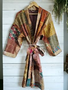 #ad Top Seller for Indian Patchwork Kantha Jacket, Soft Silk Kantha Jacket, Cotton Bath Robe Kimono, Fashion Women's Jackets Kimono Gown, Silk Tank Dress, Recycled Dress, Kantha Fabric, Kantha Jacket, Kimono Coat, Silk Kimono Robe, Dressing Gowns, Patchwork Jacket