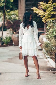 Shop our Influencers' top picks on Amazon White Dress With Lace, Cute White Dress, Clear Block Heels, Grad Dresses, Found On Amazon, Dress With Lace, Passion For Fashion, Lace Detail, Style Guides