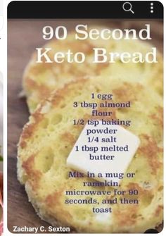 there is a recipe for keto bread on the appetizer screen and an image of it