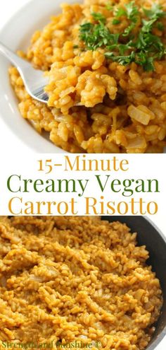 an image of creamy vegan carrot risotto