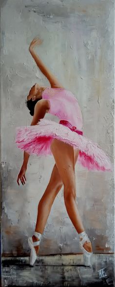 a painting of a ballerina in pink