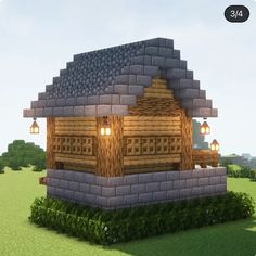 a small house made out of wood and bricks