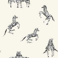 zebras and giraffes are drawn in black ink on a white background