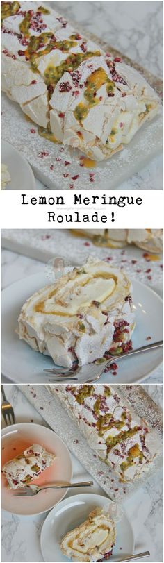 lemon meringue roulade is an easy dessert that's ready to be eaten