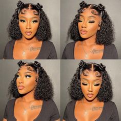 Cabello Afro Natural, Frontal Wig Hairstyles, Curly Bob Wigs, Bob Lace Front Wigs, Glueless Wigs, Short Curly Wigs, Short Curly Bob, Remy Human Hair Wigs, Curly Hair Wig