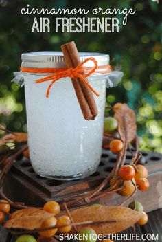 cinnamon orange air freshener in a mason jar