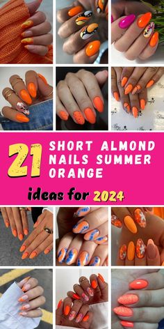 Get your nails ready for summer with the hottest trends of 2024! From vibrant neon shades and tropical designs to pastel hues and chic nail art, find the perfect summer nail ideas to make your manicure pop. Click to explore the best polishes and tools available on Amazon, read reviews, and shop your favorites. Shine bright this summer with stunning nails! 💖 #SummerNails #NailArt #2024Trends 🌸🛍️ Orange Yellow Nails Summer, Nails Summer Orange, Orange Almond Nails, Orange Summer Nails, Summer Holiday Nails, Oval Nails Designs, Pink Designs