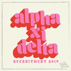 the logo for alphia and delta's new album is shown in pink