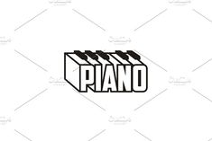 the word piano written in black and white