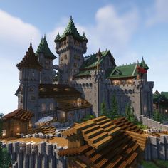 Minecraft Medieval Blueprints, Large Minecraft Castle, Minecraft Castle Base Ideas, Minecraft Castle Exterior, Minecraft Medieval Castle Ideas, Minecraft Viking Castle, Minecraft Hill Castle, Minecraft Mountain Castle Ideas, Minecraft Abandoned Castle