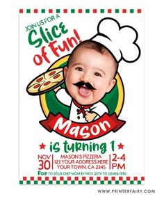 a baby is smiling while wearing a chef's hat and holding a pizza slice