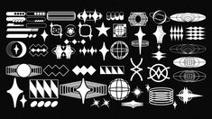 an assortment of different shapes and sizes on a black background