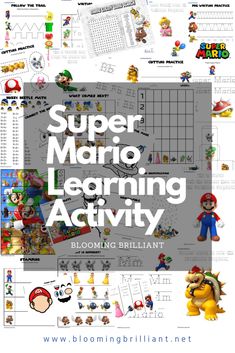 the super mario learning activity is shown with pictures and instructions to help kids learn how to use