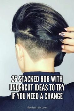 Short Bob With Undercut Asymmetrical Pixie Edgy Shaved Sides, Stacked Bob With Undercut, One Side Shaved Hairstyles, Bob With Undercut, Bob With Shaved Side, Short Bob With Undercut, Shaved Long Hair, Undercut Ideas, Long Hair Looks