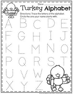 a turkey alphabet worksheet for children to practice their handwriting and writing skills with the letter