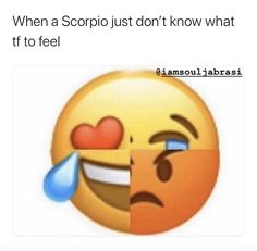 a smiley face with the caption when a scorpion just don't know what it is to feel