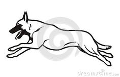 a black and white drawing of a dog jumping in the air with it's mouth open