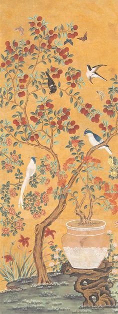 antique indienne chinoiserie panel in anson colourway Chinese Paintings, Eclectic Style, Cool Wallpaper, Chinoiserie, Painting & Drawing