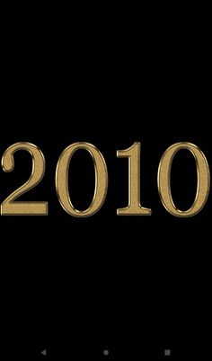 the year 2010 is written in gold on a black background