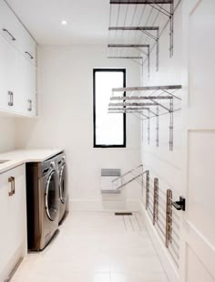 the laundry room is clean and ready to be used by someone in their home or business