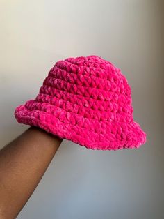 ✕ Beautiful handmade crochet bucket hat, crafted in Pennsylvania ✕ Original  crochet design, structured and sturdy ✕ 100% cotton yarn ✕ Available in a range of colors, please refer to the color options. (Sample Color is Color 24 - Rose) ✕ Handwash-able cold, Tumble Dry Low ✕ Fit: One Size fits all/ Looser Fit. Very stretchy and Big Hair Friendly 🧶 Velvet Bucket Hat, Crochet Green, Crochet Bucket, Crochet Bucket Hat, Kawaii Crochet, Green Hat, Chunky Crochet, Green Hats, Crochet Design