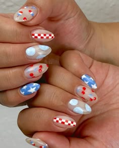 Explore 28 stunning 4th of July nail art ideas. From subtle designs to striking accents, these red and blue nails are perfect for adding a patriotic touch to your summer look. Acrylics Nails