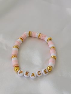 Introducing our handmade Peace Affirmation Wax Bead Bracelet - a calming and meaningful accessory designed to promote tranquility and positivity. Crafted with soft, earthy tones of wax beads, this bracelet carries the word *Peace* as a gentle reminder to embrace calm and serenity throughout your day. Whether you're centering yourself during meditation or simply seeking a peaceful vibe in your everyday style, this bracelet is the perfect companion. As a small business owner, I lovingly handcraft each bracelet with intention, ensuring every piece is unique and made to last. The soothing colors and peaceful affirmation make this bracelet ideal for wearing alone or stacking with other pieces to create a personalized, layered look. Thank you for supporting my small business and the mindful, han Wax Bead Bracelet Ideas, Everyday Inspirational Pink Bracelets, Spiritual Pink Round Beads Friendship Bracelets, Spiritual Pink Friendship Bracelets With Round Beads, Handmade Peach Beaded Bracelets For Gift, Handmade Peach Bracelets With Round Beads, Handmade Peach Beaded Bracelets As Gift, Inspirational Pink Beaded Jewelry, Inspirational Pink Beaded Bracelets With Letter Beads