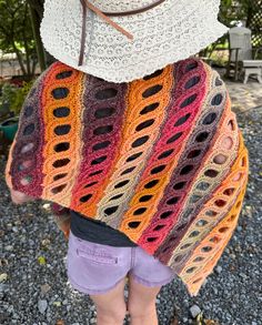 Triangular shawl or wrap in all the fall and autumn colors! This is a smaller piece that can double as a scarf.  It's truly an original and one of a kind crocheted piece using beautiful fall shades of brown , tan, orange, and gold that fade into one another.  Measures 30" across top, 46" along sides of triangle, and 42" from top to tip of triangle.  Super soft and snuggly to chase away the chill.  From a smoke free and pet free home. Bohemian Multicolor Wrap For Fall, Bohemian Multicolor Wraps For Fall, Bohemian Multicolor Fall Wraps, Multicolor Shawl Wrap For Fall, Brown Shawl Wrap For Fall, Fall Brown Shawl Wrap, Brown Fall Scarf Wrap, Brown Scarf Wrap For Fall, Handmade One-size Fall Wraps