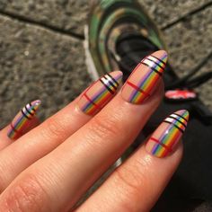 † JODI DIAMOND 🔥 JodiDiamond.com ⟁ Rainbow Nail Art Designs, Burberry Nails, Rainbow Nail Art, New Nail Art Design, Pedicure Designs, Plaid Nails, Acrylic Nail Art, Pretty Acrylic Nails