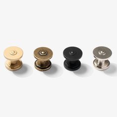 three different types of knobs on a white background