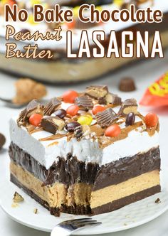 no bake chocolate peanut butter lasagna cake