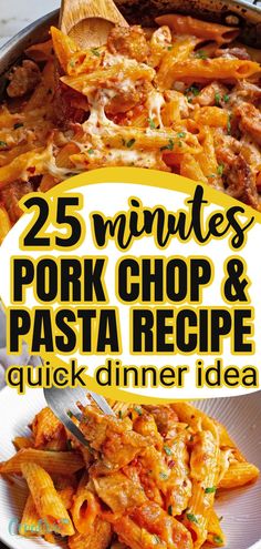 Pork and pasta Pork Chop And Noodle Recipes, Pork With Pasta, Pork Pasta Recipes, Pork And Pasta, Pasta Easy Dinner, Quick Pasta Sauce, Fried Pasta, Air Fryer Recipes Appetizers, Tender Pork Chops