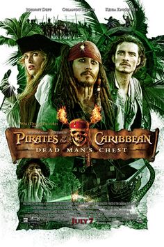 pirates of the caribbean dead man's chest movie poster with johnny depple