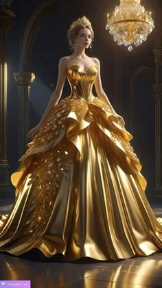 Golden Ball Gown, Princess Dress Fairytale, Expensive Dresses, Bollywood Dress, Classy Prom Dresses, Barbie Dress Fashion, Dress Design Sketches