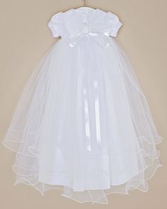 Shanna Christening Gown Confirmation Tulle Ball Gown, Tulle Ball Gown For Confirmation, Princess Ball Gown For Confirmation, Confirmation Gown With Fitted Bodice And Tulle, Tulle Gown With Fitted Bodice For Confirmation, Fitted Tulle Gown For Confirmation, First Communion Tulle Gown, Tulle Dress With Fitted Bodice For Baptism, White Princess Gown For Formal Occasions