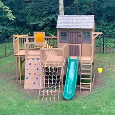 there is a play set in the yard