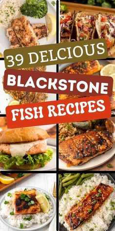 the cover of 39 delicious blackstone fish recipes