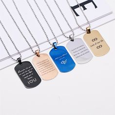 "♥Description Material: Stainless steel, Steel Size: 28mm x49mm x 1.8mm Weight : 30g DESCRIPTION DETAILS Shipment Time: We will arrange shipment within 24 hours, unless your order have problem, can't engrave. Custom Text Max Characters: 22 Material: Stainless steel, Steel Size: Pendant--28mm x49mm x 1.8mm /1.1x1.9x0.07inch;Chain--60cm/24inch if you want to another necklace chain length, please contact to me or give me notes, I will help you change it. ♡Package Includes♡: 1 Pcs Necklace & 1 Pcs V Army Dog Tag, Dog Tags Military, Remember Who You Are, Necklace Chain Lengths, Id Tag, Dog Tags, Chain Lengths, Gift Necklace, Dog Tag Necklace