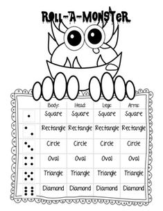 roll - a - monster worksheet for kids to learn how to spell the word