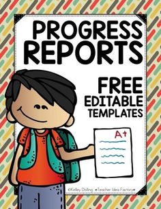 a person holding a paper with the text progress reports free editable templates