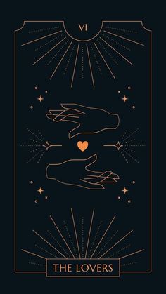 the lovers tarot card in gold and black