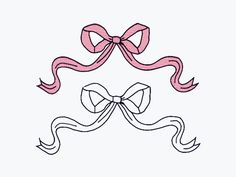 a pink ribbon with a bow on the top and two ribbons around it, all tied together