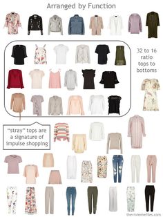 the Functional Method to Purge a Cluttered Wardrobe a 50-piece wardrobe, arranged by function Capsule Dressing, Build A Capsule Wardrobe, Styling Outfits, Clothing Tips, Fashion Capsule Wardrobe