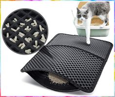 gresonic Thick Cat Litter Trapping Mat, Less Waste, Traps Mess from Box for Cleaner Floors, Stays in Place for Cats, Soft on Cat Litter Tray, Cat Urine, Cat Mat, Cat Pet Supplies, Cat Scratching